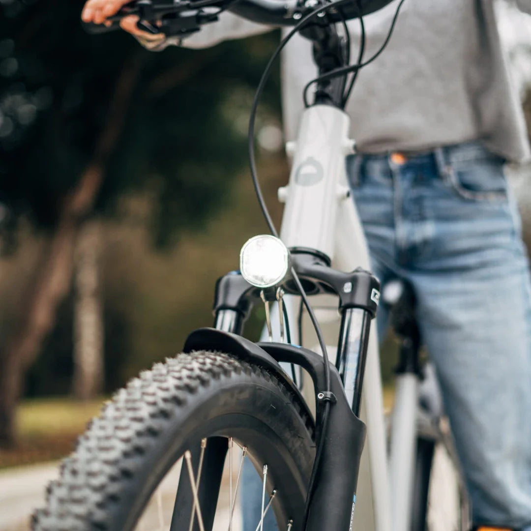 Electric Bike Econo Gams Suv Eec6, features a sleek design, sturdy frame, and front light for visibility.