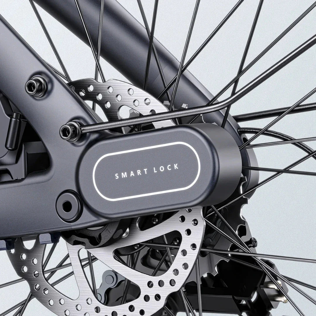 Electric Bike Engwe Mapfour N1 Pro features a Smart Lock mechanism and sturdy disc brake design for enhanced safety.