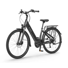 Electric Bike Ecobike Lx 100, sleek black design, comfortable seat, front suspension, rear rack included.