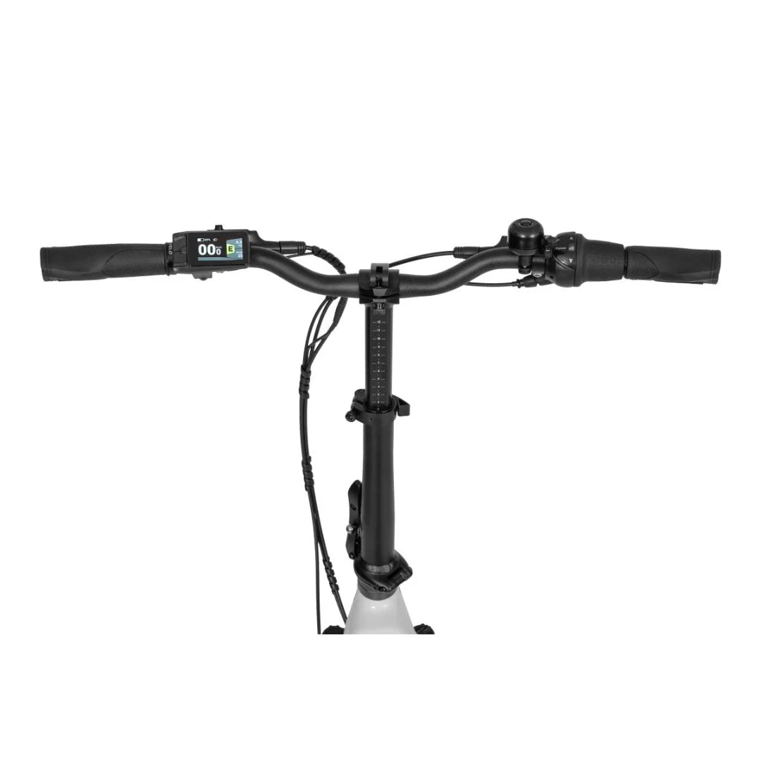 Electric Bike Ecobike Rhino Cruise, top view of handlebars with display screen and controls, sleek design.
