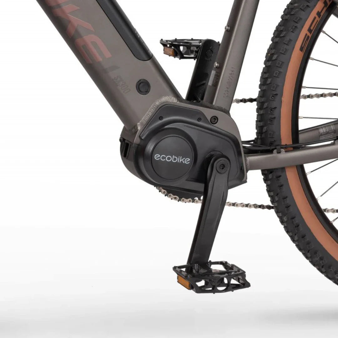 Mountain Electric Bike Ecobike Sx300, featuring a powerful motor, sturdy frame, and durable pedals.