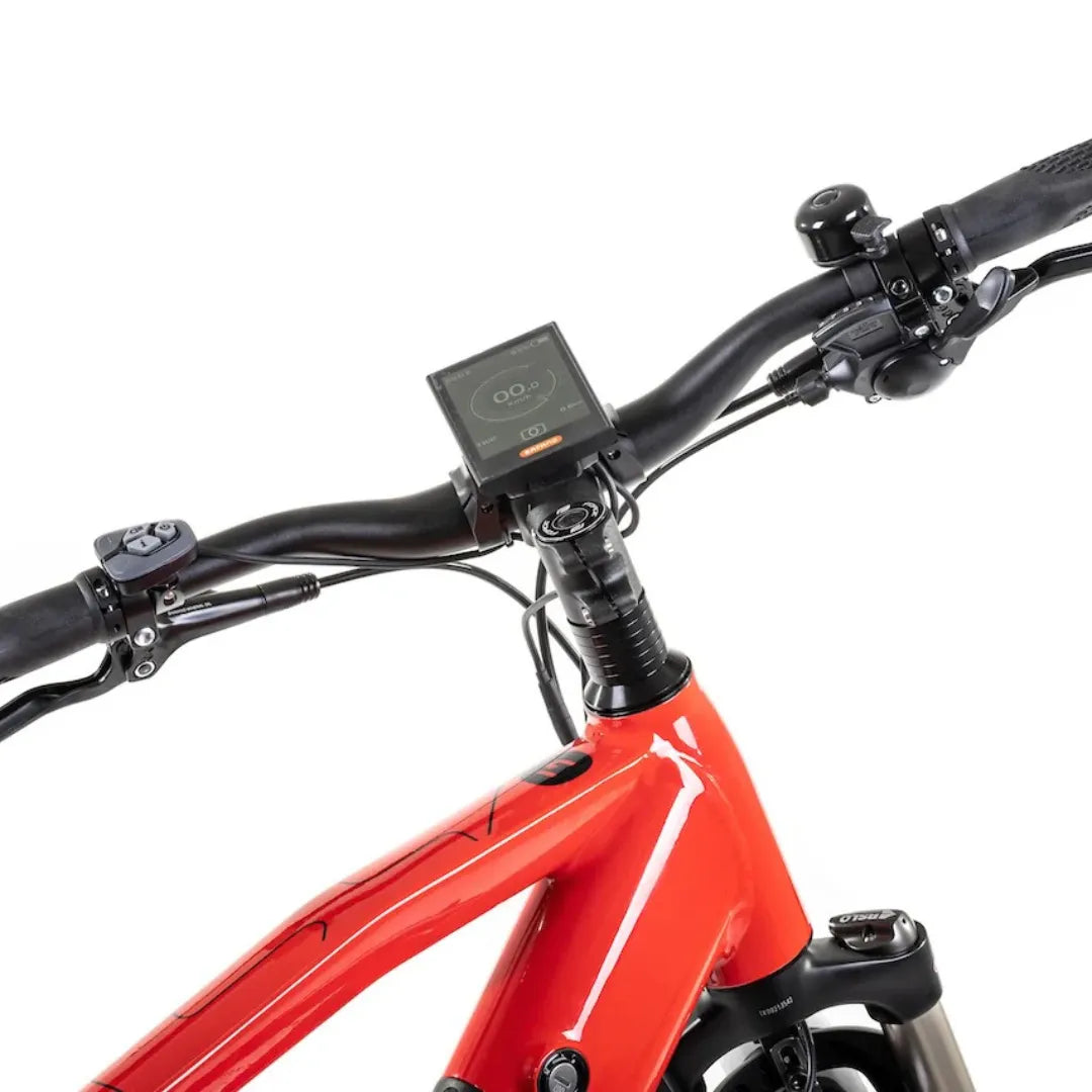 Electric Bike Econic One Smart Urban features a sleek red frame, digital display, and intuitive controls for easy navigation.