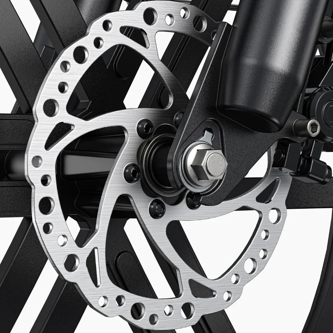 Electric Bike Engwe L20 Boost features a high-performance disc brake system, ensuring reliable stopping power.