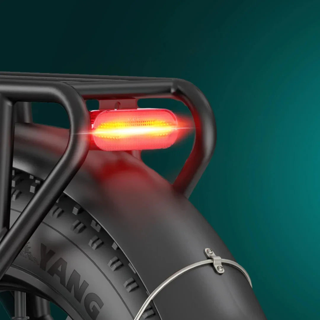 Electric Bike Engwe L20 Boost features a sleek design with a prominent rear red light for safety.
