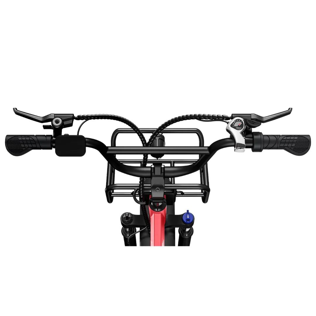 Electric Bike Engwe L20 features a modern handlebar design with dual brakes and grips, ensuring a smooth ride.