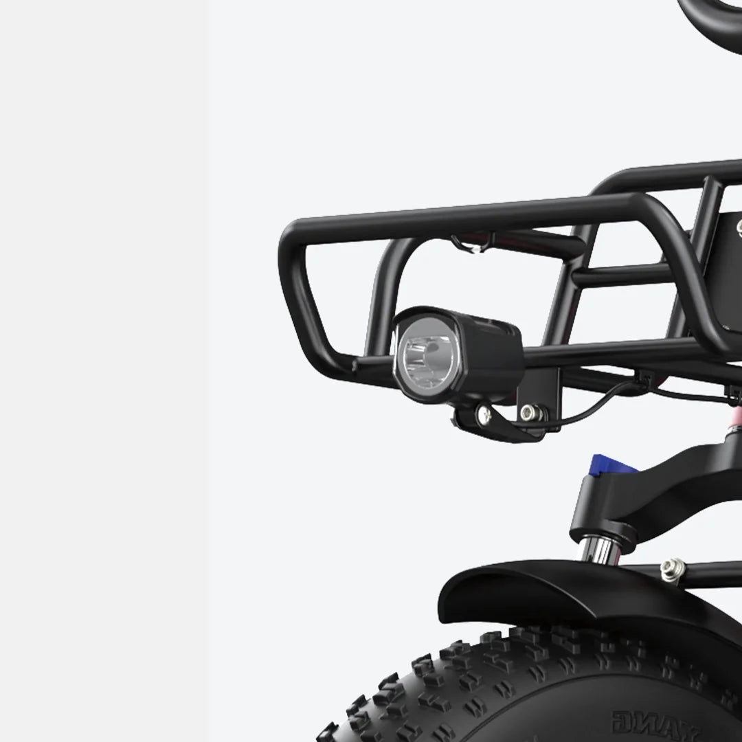 Electric Bike Engwe L20 features a sturdy frame with a front light and rugged tires for enhanced outdoor performance.