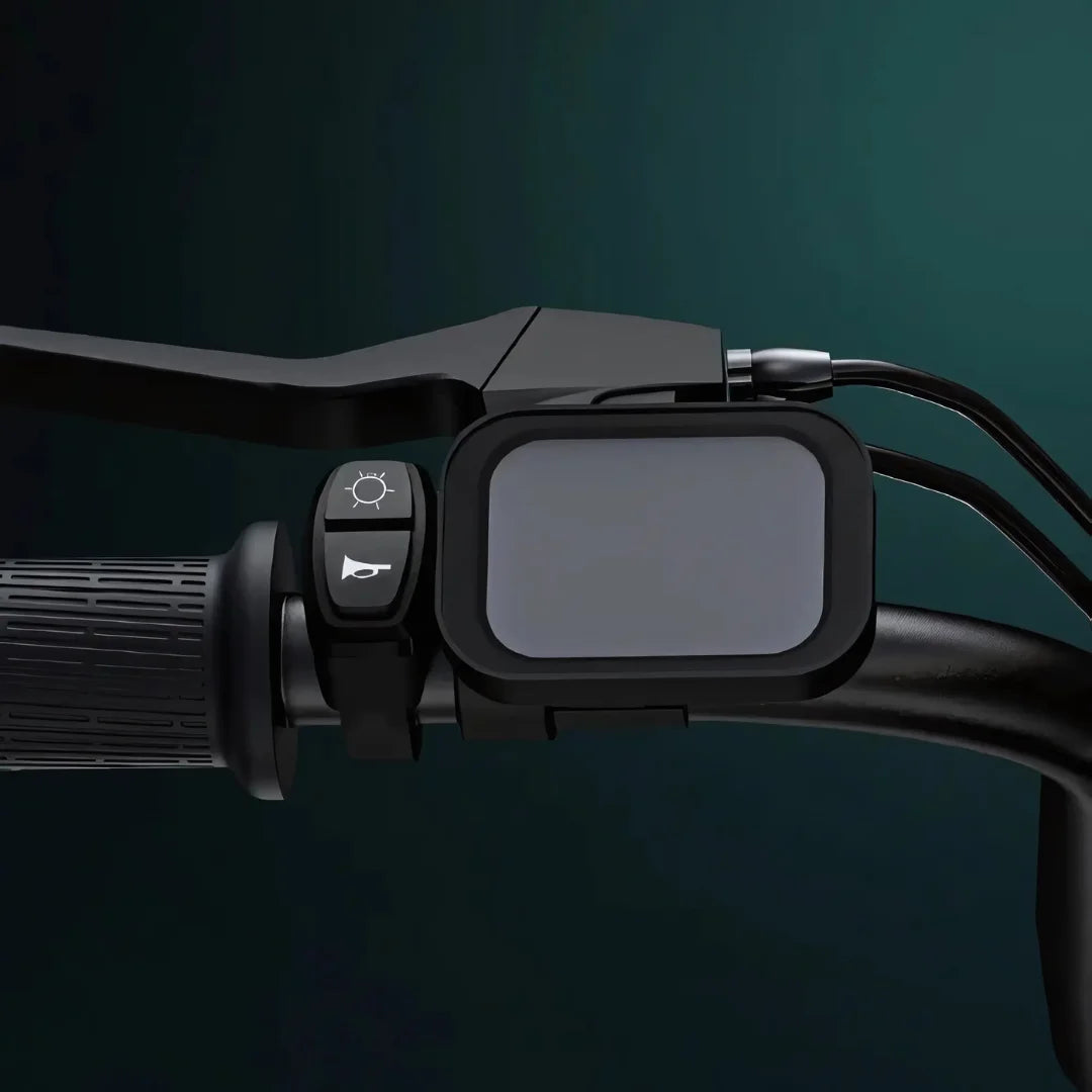 Electric Bike Engwe M20 features a sleek handlebar display and control buttons for easy operation.