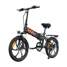 Electric Bike Engwe P1 features a sleek black frame with orange accents, a comfortable seat, and durable tires.