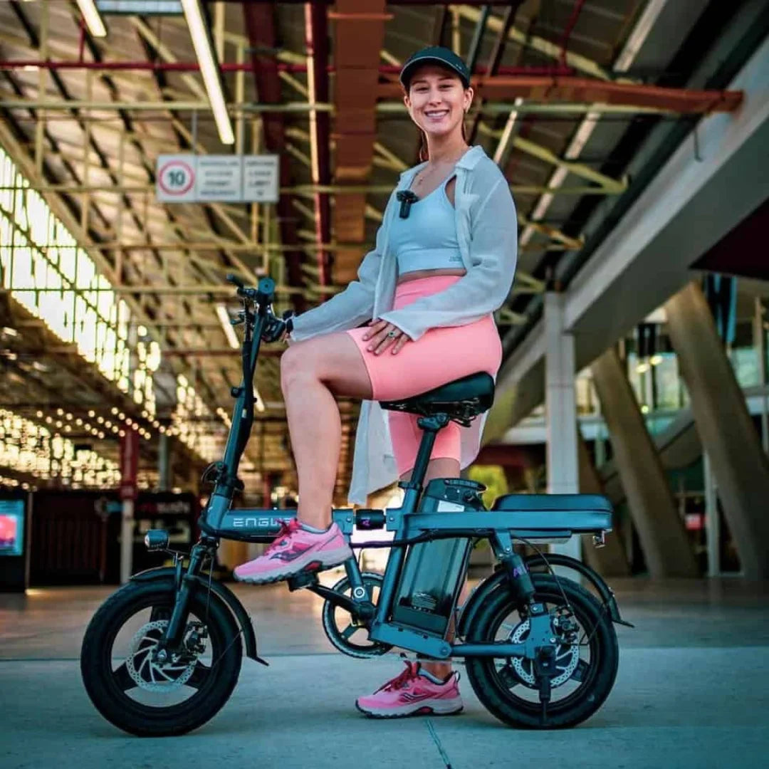 Electric Bike Engwe T14 features a compact design, stylish frame, and comfortable seating for urban riding.