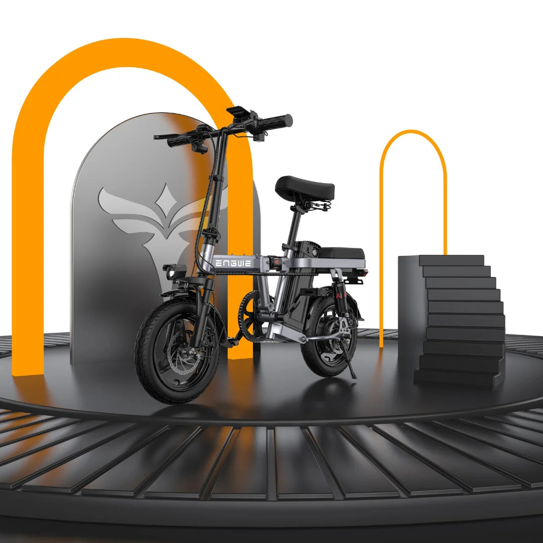 Electric Bike Engwe T14 features a compact design, sleek frame, and sturdy tires for urban mobility.