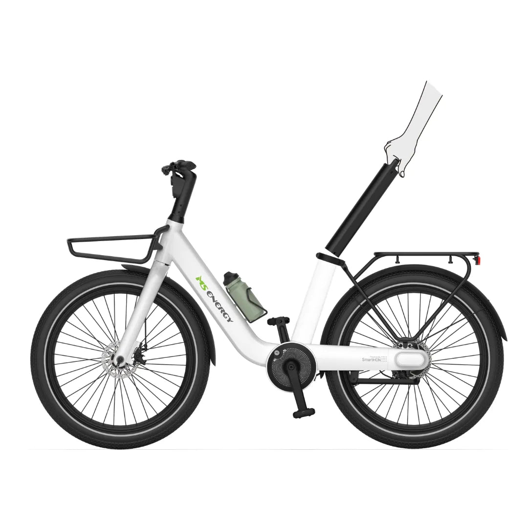 Electric Bike Ms Energy Cityzen C102, features a sleek white frame, ergonomic design, and compact wheels.