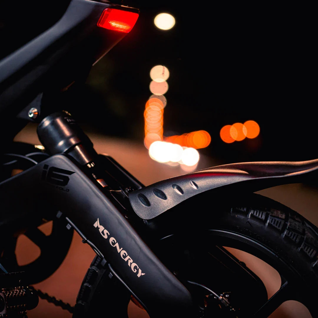 Electric Bike Ms Energy Urbanfold I6 features a sleek design with illuminated rear, comfortable seat, and sturdy frame.