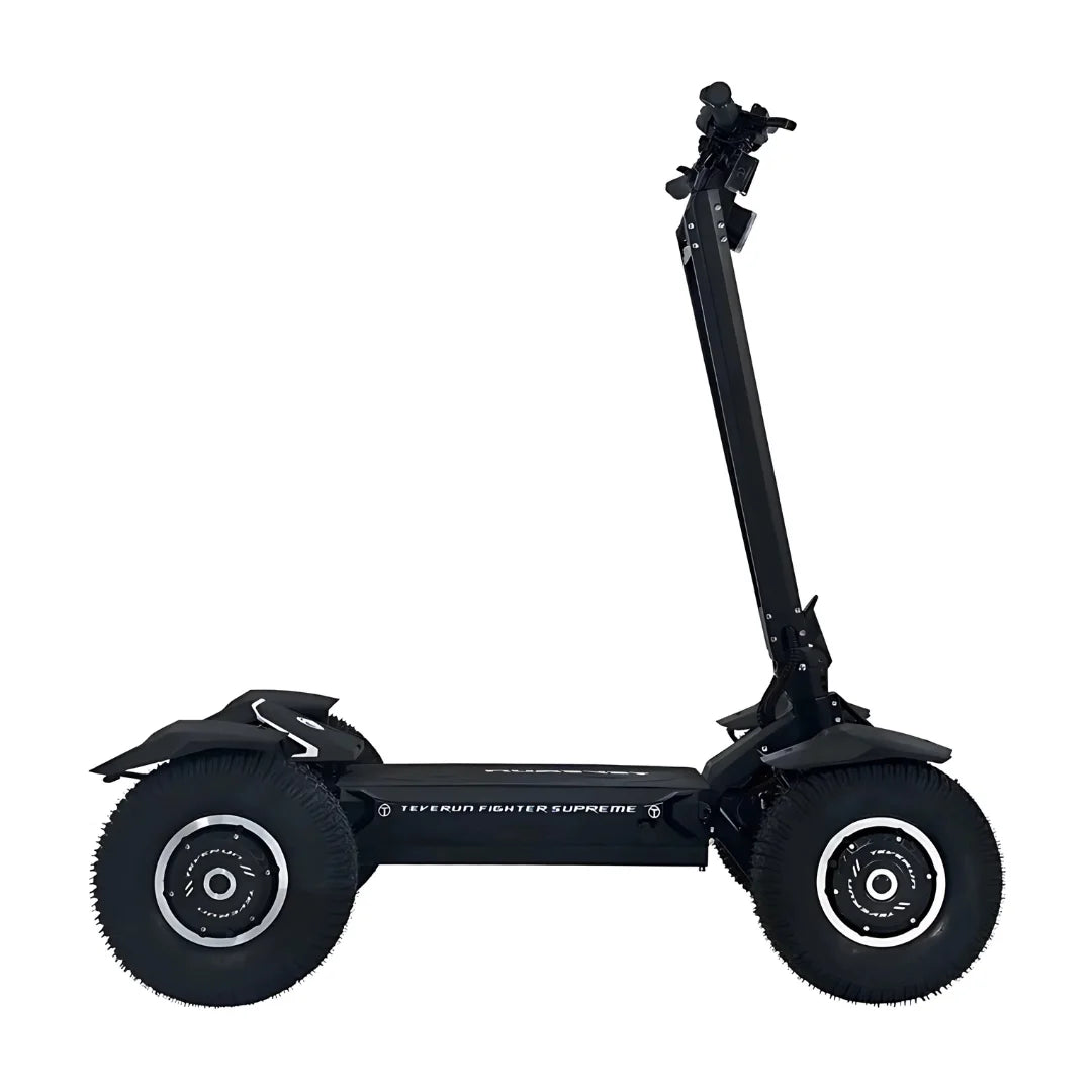 Electric Scooter Teverun Tetra 4x4 features a robust design, large off-road tires, and a sturdy frame for superior stability.