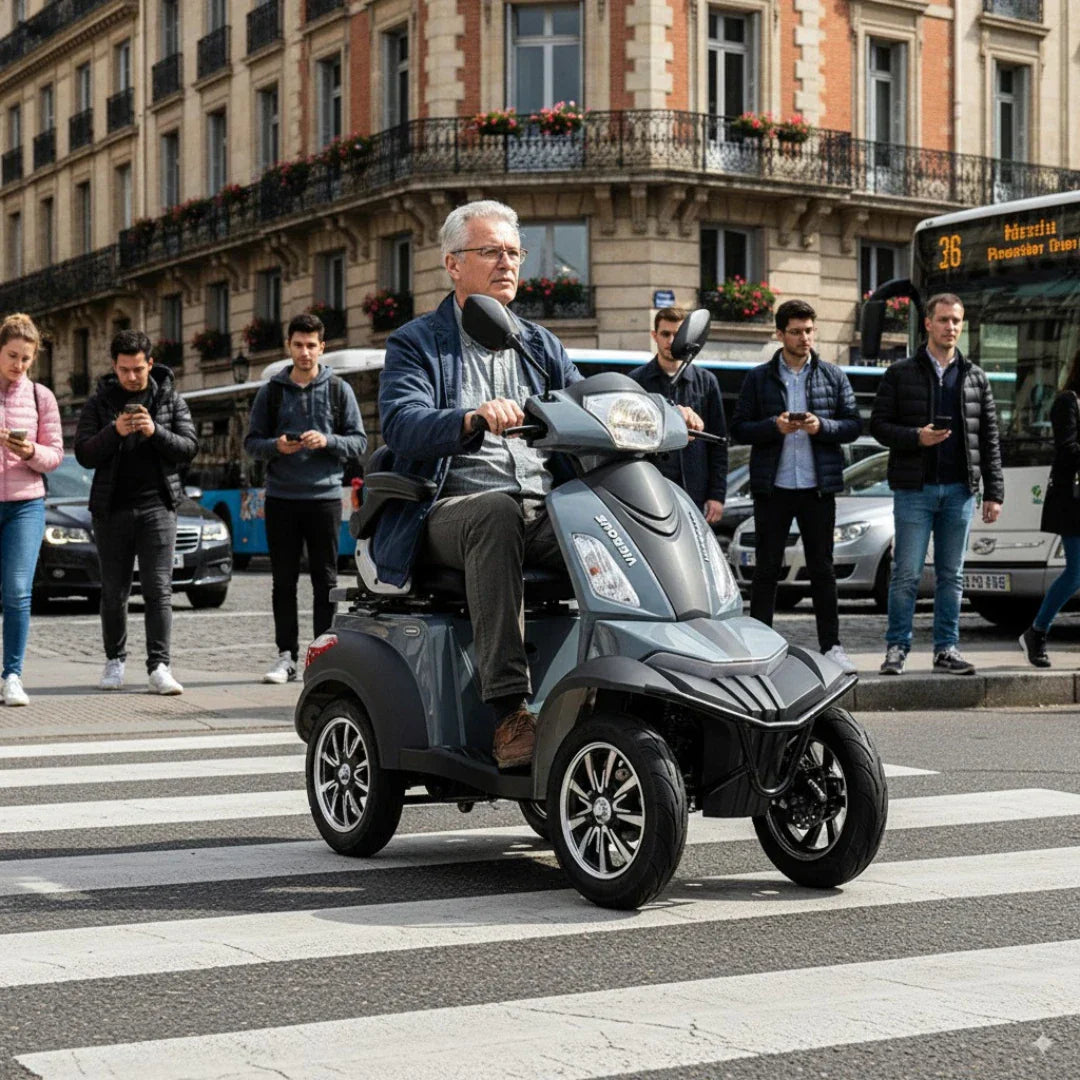 Vigorous VISTA Q1 – elderly man riding on city street