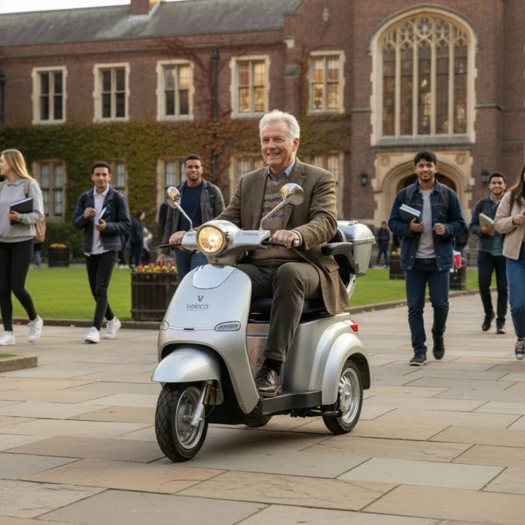 Veleco Cristal – man riding on university campus