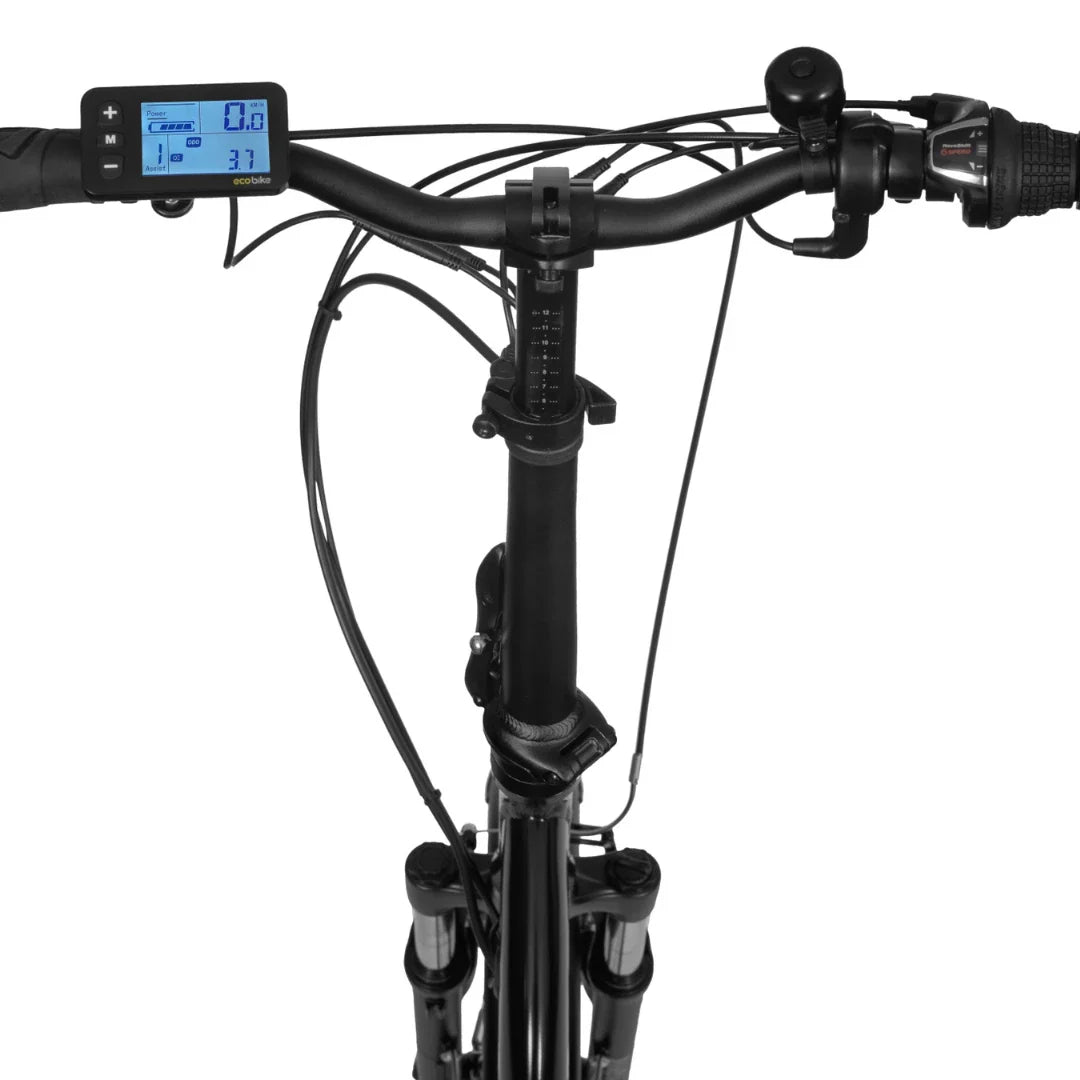 Electric Bike Ecobike Even features a sleek handlebar with an easy-to-read digital display and controls.