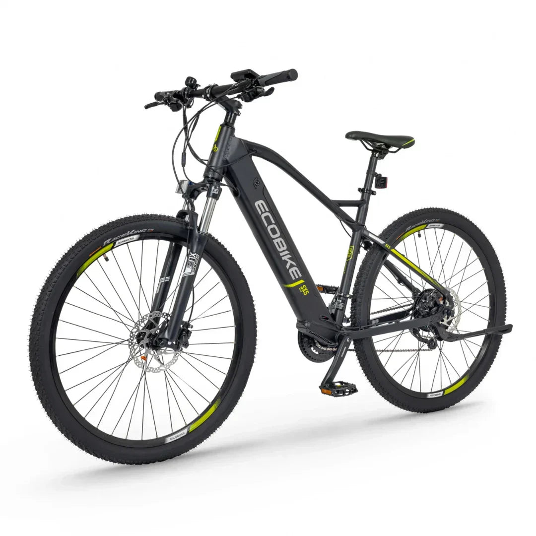 Electric Bike Ecobike Sx 5 features a sleek design, sturdy frame, and rugged tires for adventurous rides.