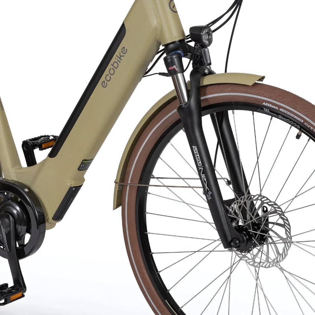 Electric Bike Ecobike X City features a sleek design with a robust frame, integrated lighting, and durable wheels.