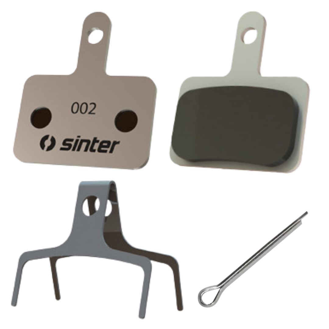 Sinter Brake Pads – two brake pads, spring, and pin
