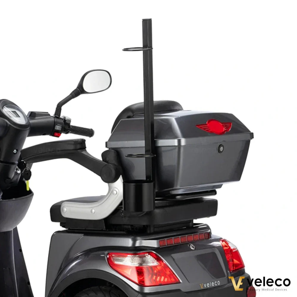 Walking stick holder – walking stick holder attached to scooter