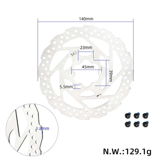 140 mm Brake Disc with 6 Holes for KuKirin G2 Master Electric Scooter