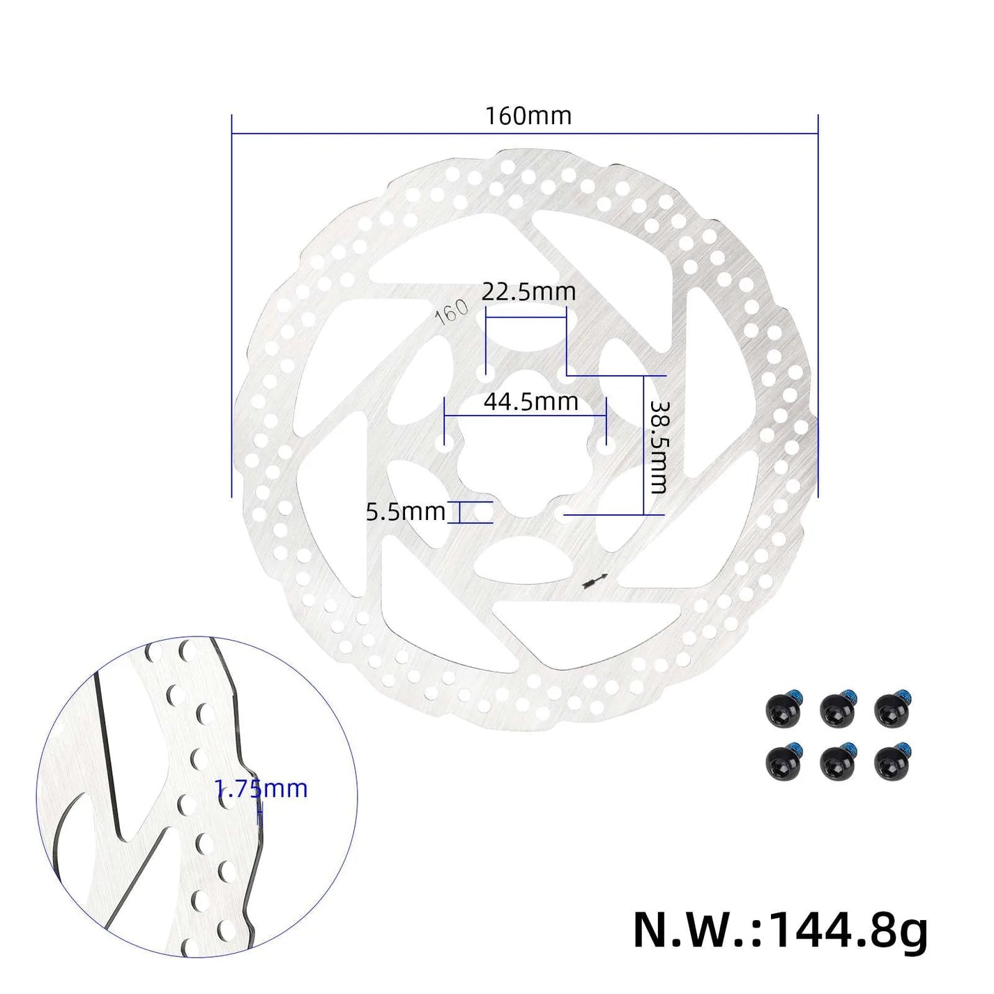 160 mm Brake Disc with 6 Holes for KuKirin G2 Electric Scooter