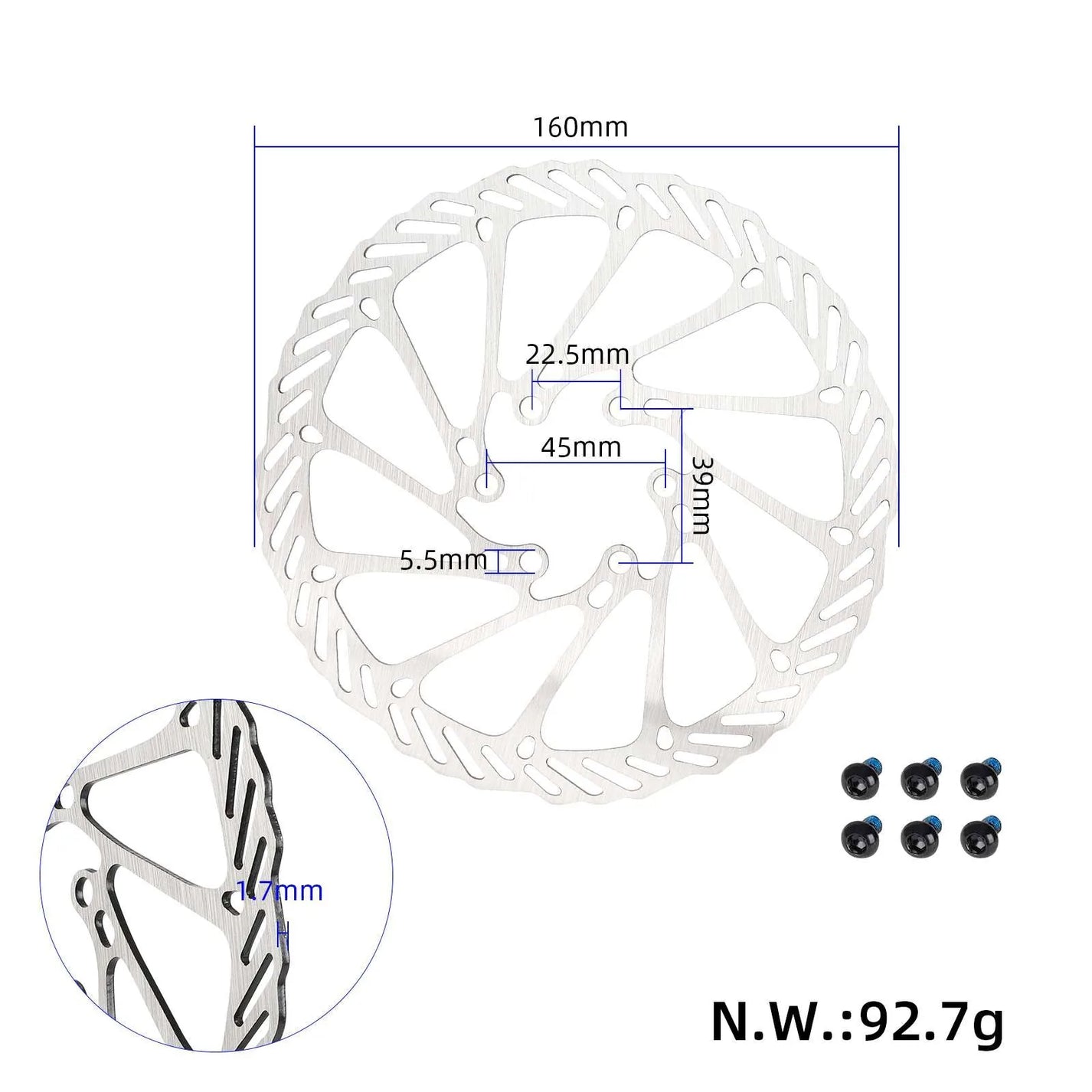 160mm Brake Disc with 6 Holes for KuKirin G4 Electric Scooter