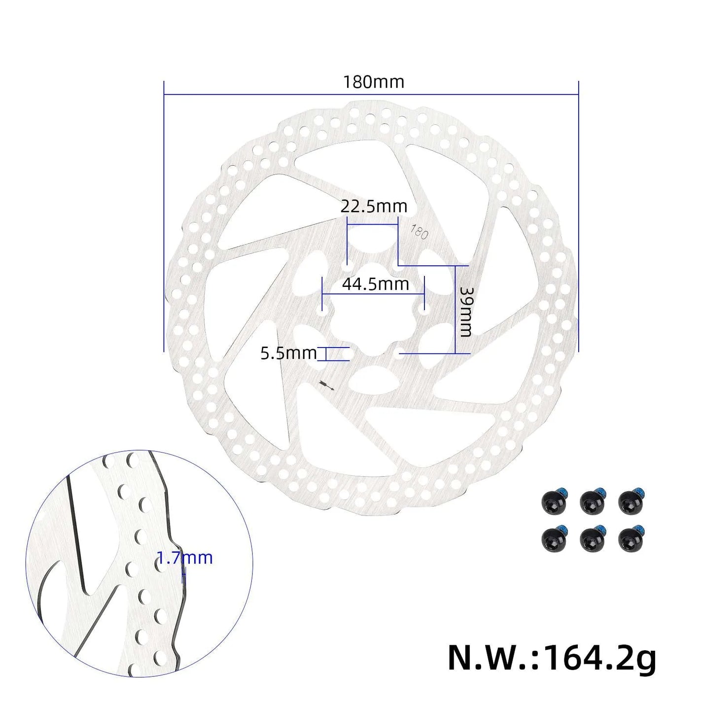 180mm Brake Disc with 6 Holes for Electric Scooter or Bicycle