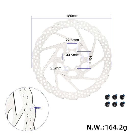 180mm Brake Disc with 6 Holes for Electric Scooter or Bicycle