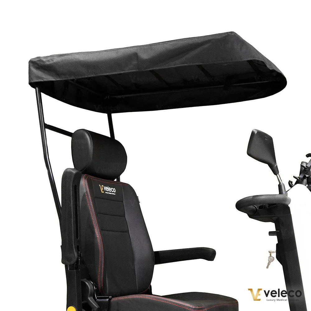 Scooter Canopy for Veleco Jumpy Veleco Looper and Veleco Sharpy – black canopy over scooter seat