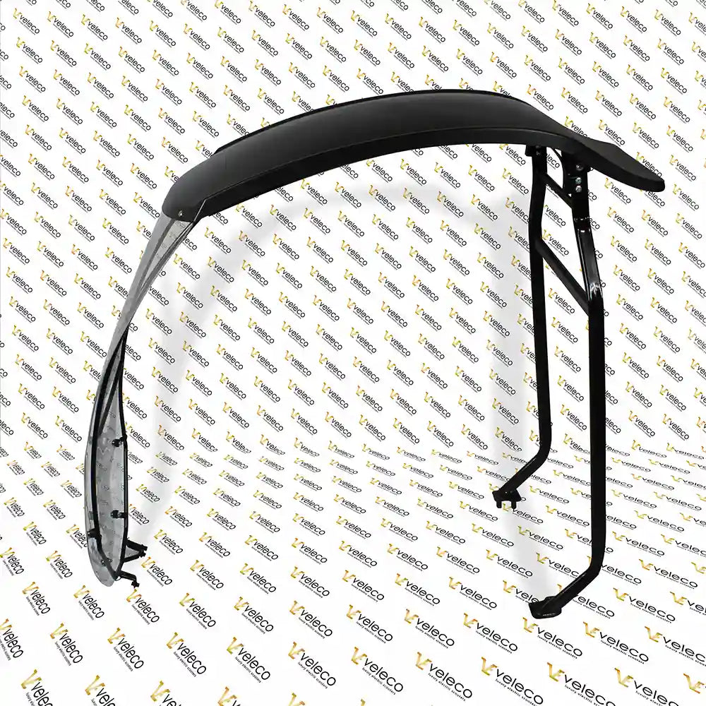 Roof for Veleco Gravis and Veleco Turris – roof and windshield assembly, angled view