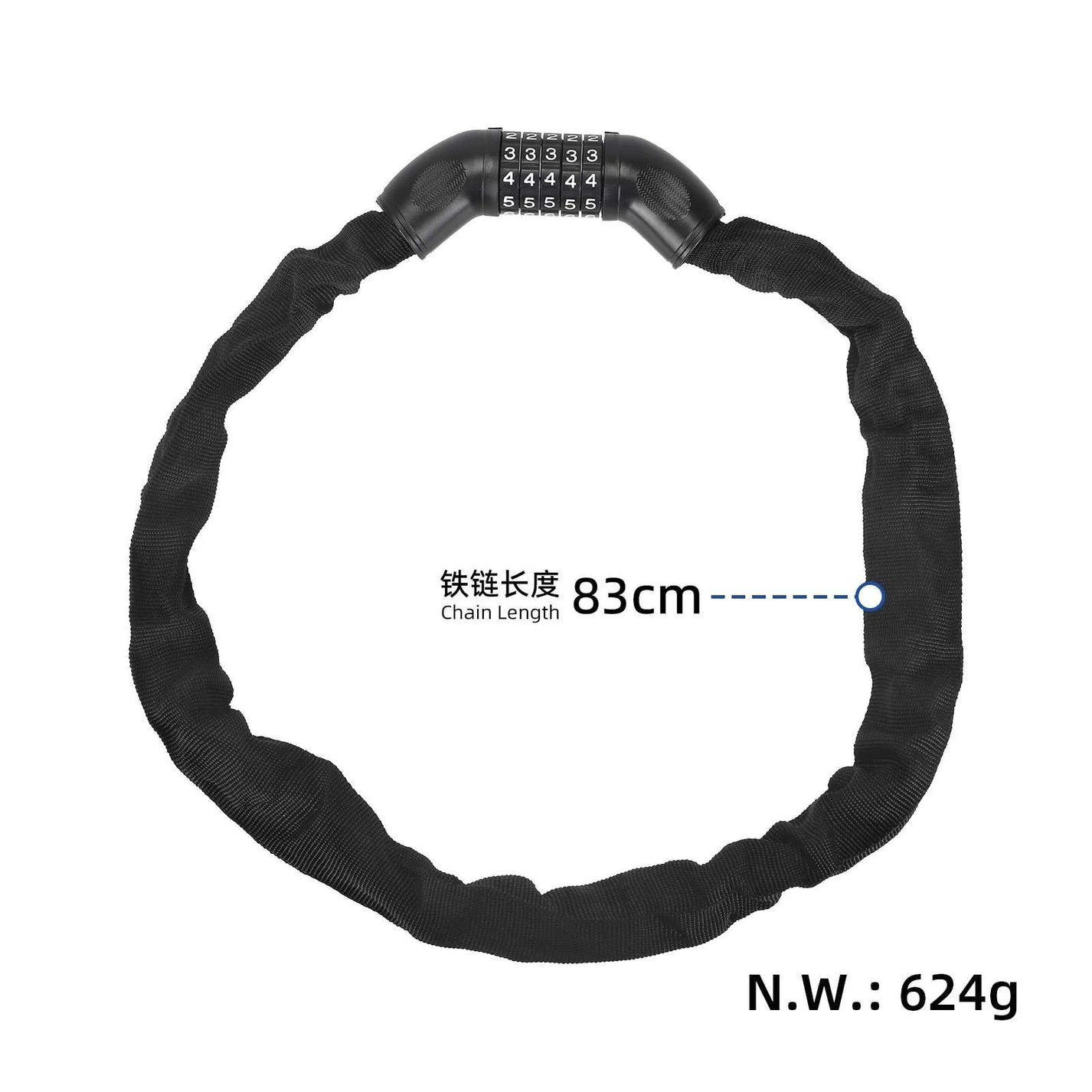 5-digit chain lock for electric scooter or bicycle