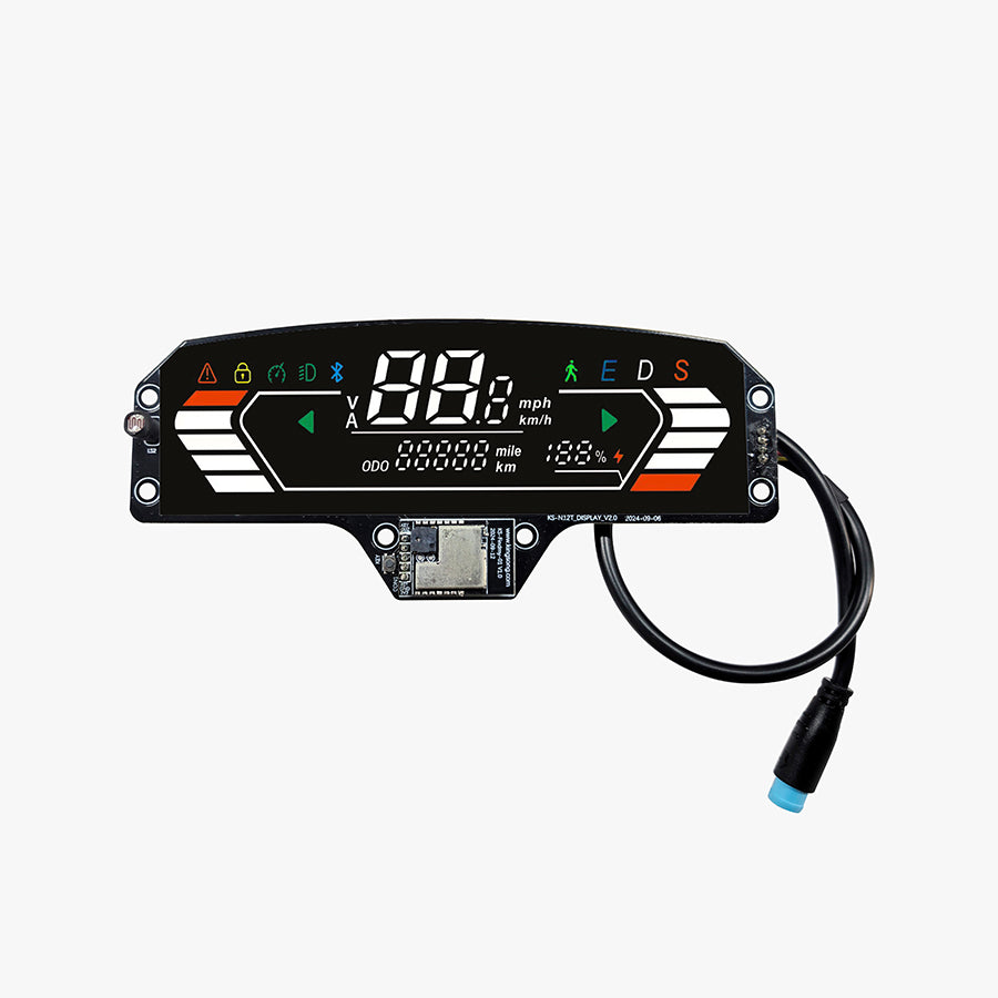 Display Board (with Apple Find My) for KingSong N14, KingSong N15, and KingSong N12 Pro – black handlebar, front view