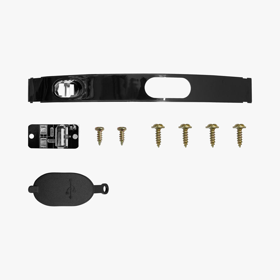 USB Side Panel Set for KingSong 14M and KingSong 14D – black panel, USB port, cover, and screws