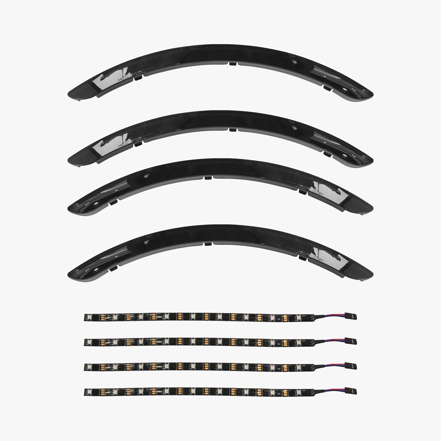 Strip Light Set for KingSong 18L and KingSong 18XL – four curved black covers and four LED strips