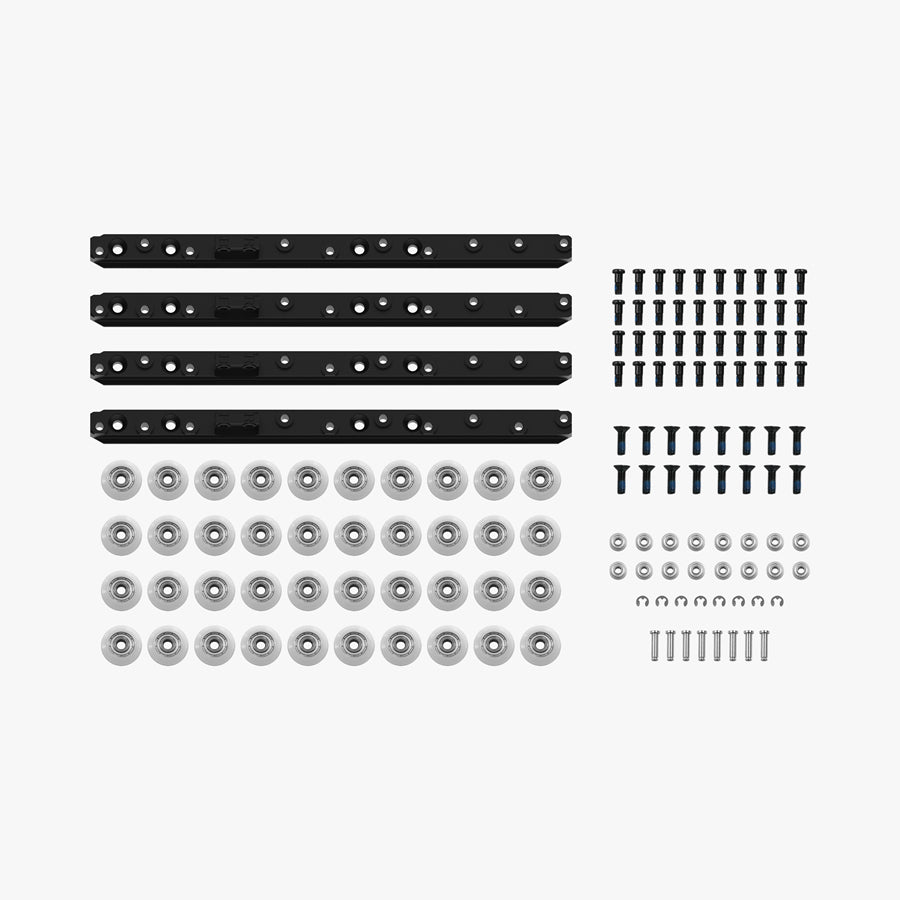 Slider Set for KingSong S22 Pro and KingSong S22 Pro+ – four black rails, wheels, and screws