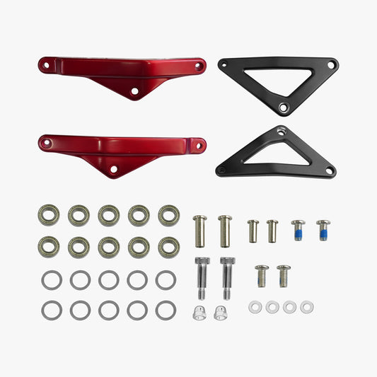 Suspension Bracket Set for KingSong S22 Pro and KingSong S22 Pro+ – red and black brackets, bearings, bolts, washers
