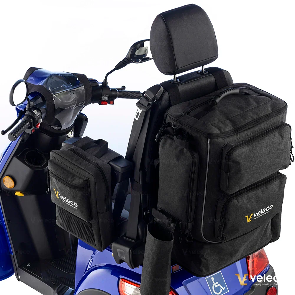 Mobility scooter and wheelchair storage bag – bag attached to scooter rear