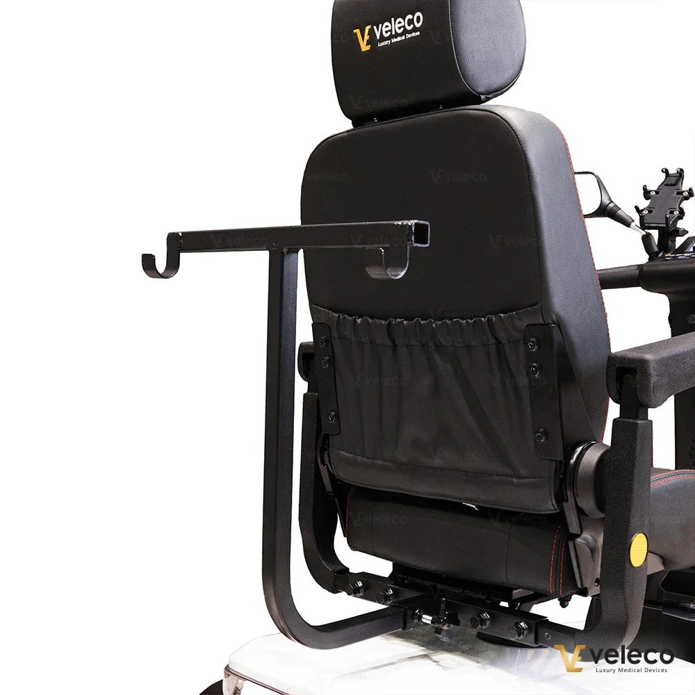 Rollator holder for Veleco JUMPY Veleco LOOPER and Veleco SHARPY – holder attached to mobility scooter seat