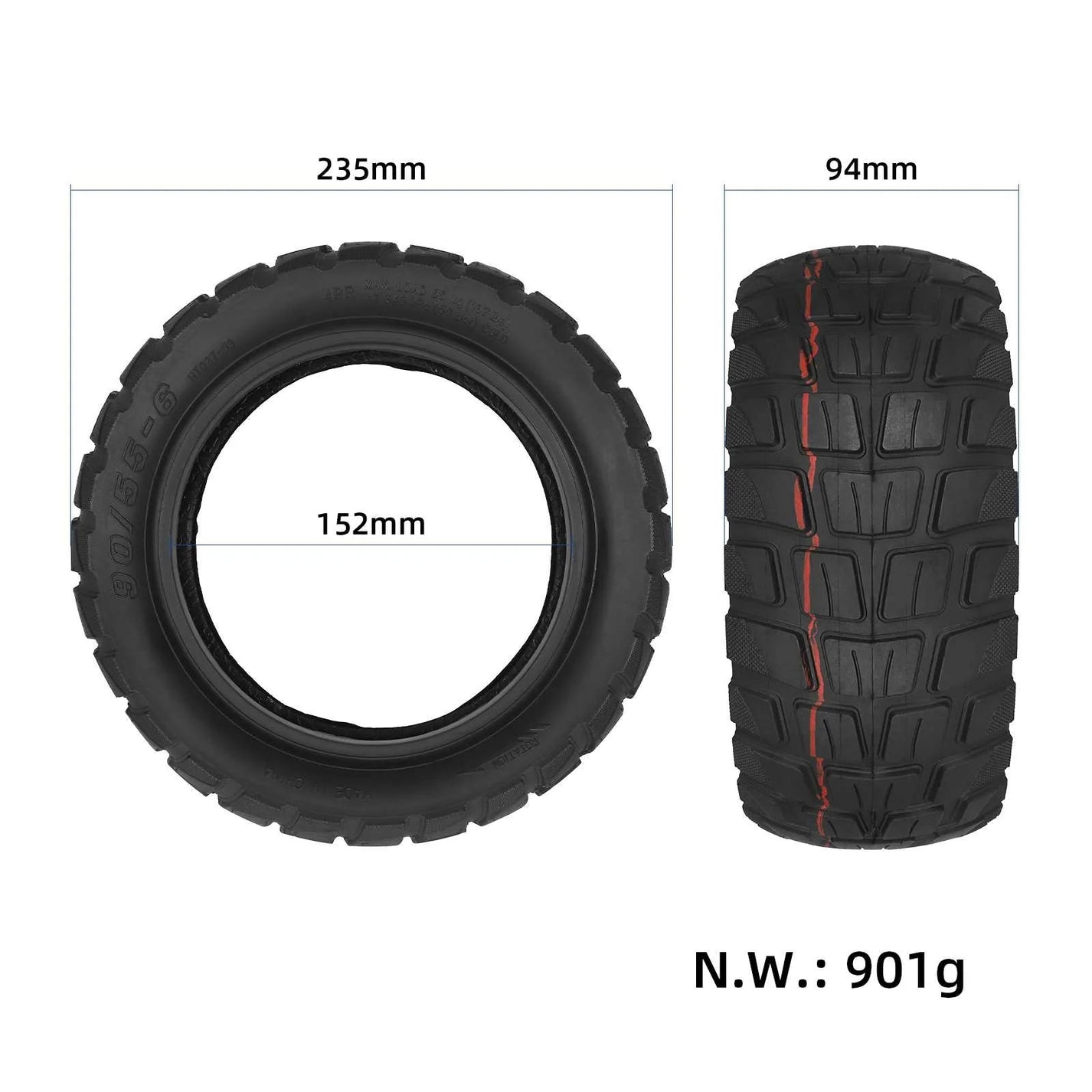 90/55-6 hybrid tubeless tire