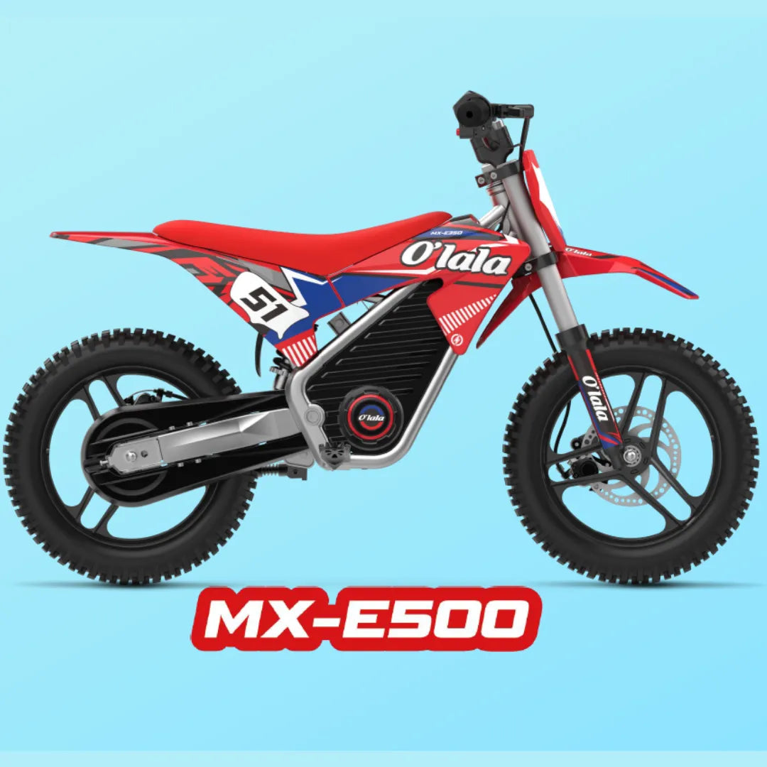 Electric Bike Apollo Olala Sx E500 features a sleek red design with sporty graphics and robust tires.