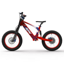 Apollo Evo Racing 18 electric bike in red, with fat tires and elegant design