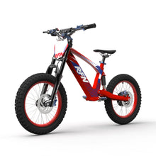 Apollo Evo Racing 18 electric bike in red and black with fat tires and elegant design