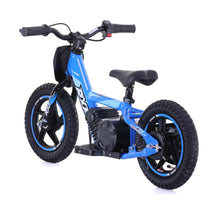 Electric Bike Apollo Sedna 12 Rxf features a vibrant blue frame, chunky tires, and a small electric motor.