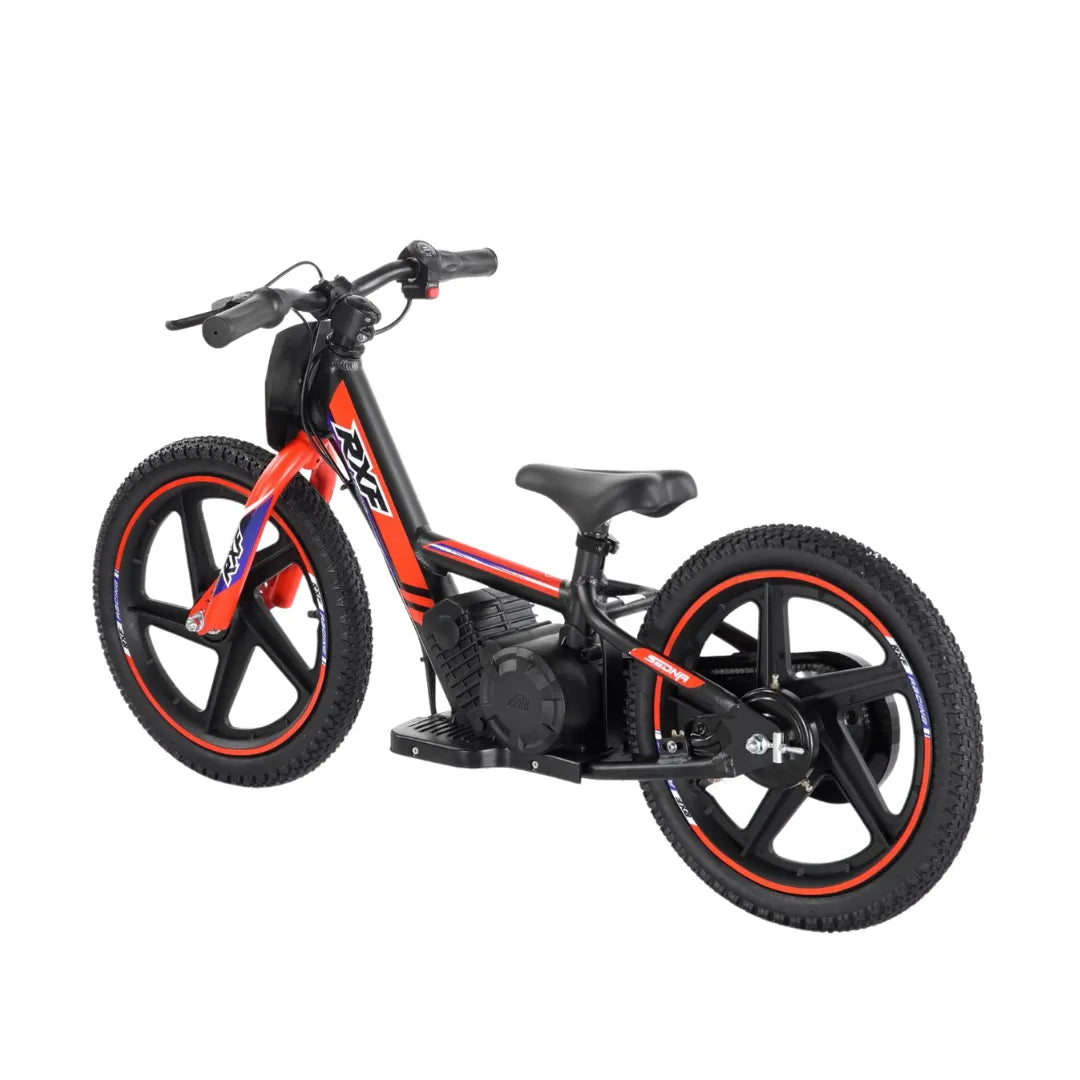 Electric Bike Apollo Sedna 16 Rxf features a sleek design with bold colors, sturdy frame, and robust tires.