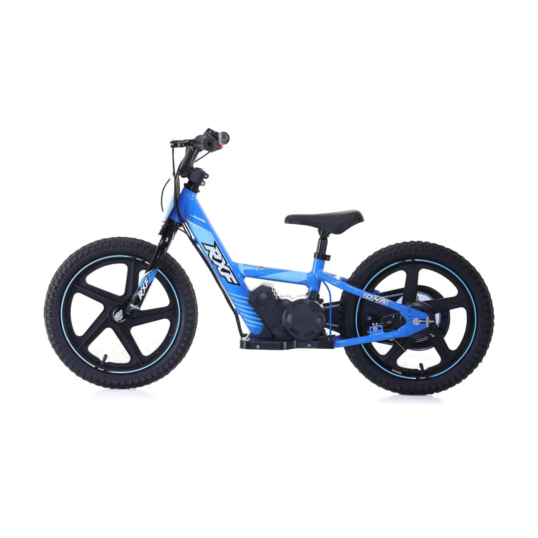 Electric Bike Apollo Sedna 16 Rxf features a sleek blue frame, oversized wheels, and a powerful motor.
