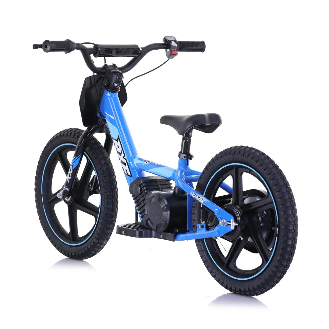 Electric Bike Apollo Sedna 16 Rxf features a sleek blue design, lightweight frame, and sturdy tires.