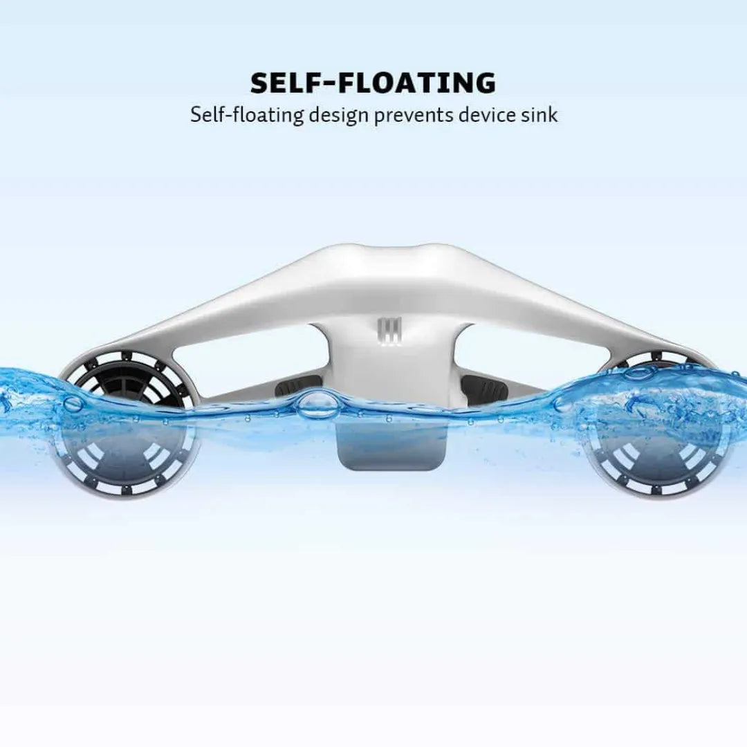 Electric Underwater Scooter Asiwo Manta features a self-floating design to prevent sinking in water.