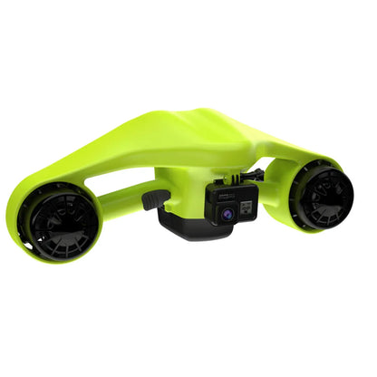 Electric Underwater Scooter Asiwo Manta, vibrant green design, dual propellers, compact and lightweight.