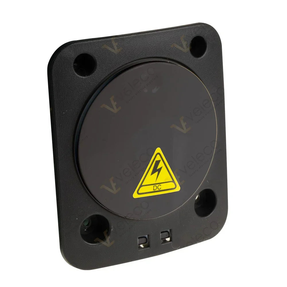 Black Charging Port Cover for Veleco Cristal – black charging port cover with warning symbol